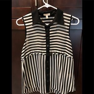 Sheer striped sleeveless top